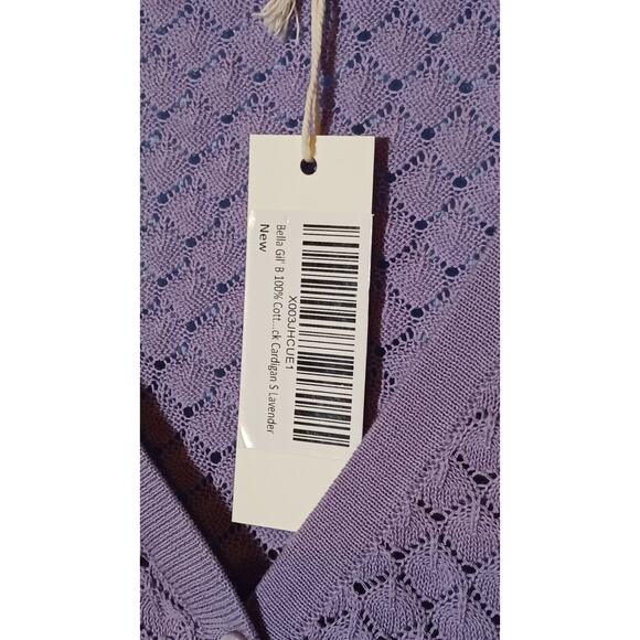 Gil'B Women's Small Knitted V Neck Lace Cardigan 100% Cotton Lavender NWT - Picture 4 of 6